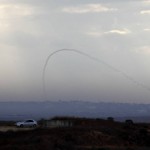 Cohete lanzado desde Gaza a Israel por terroristas palestinos.
