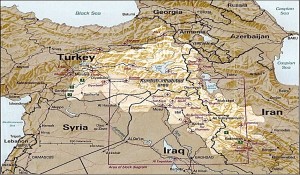 Mapa del Kurdistán.